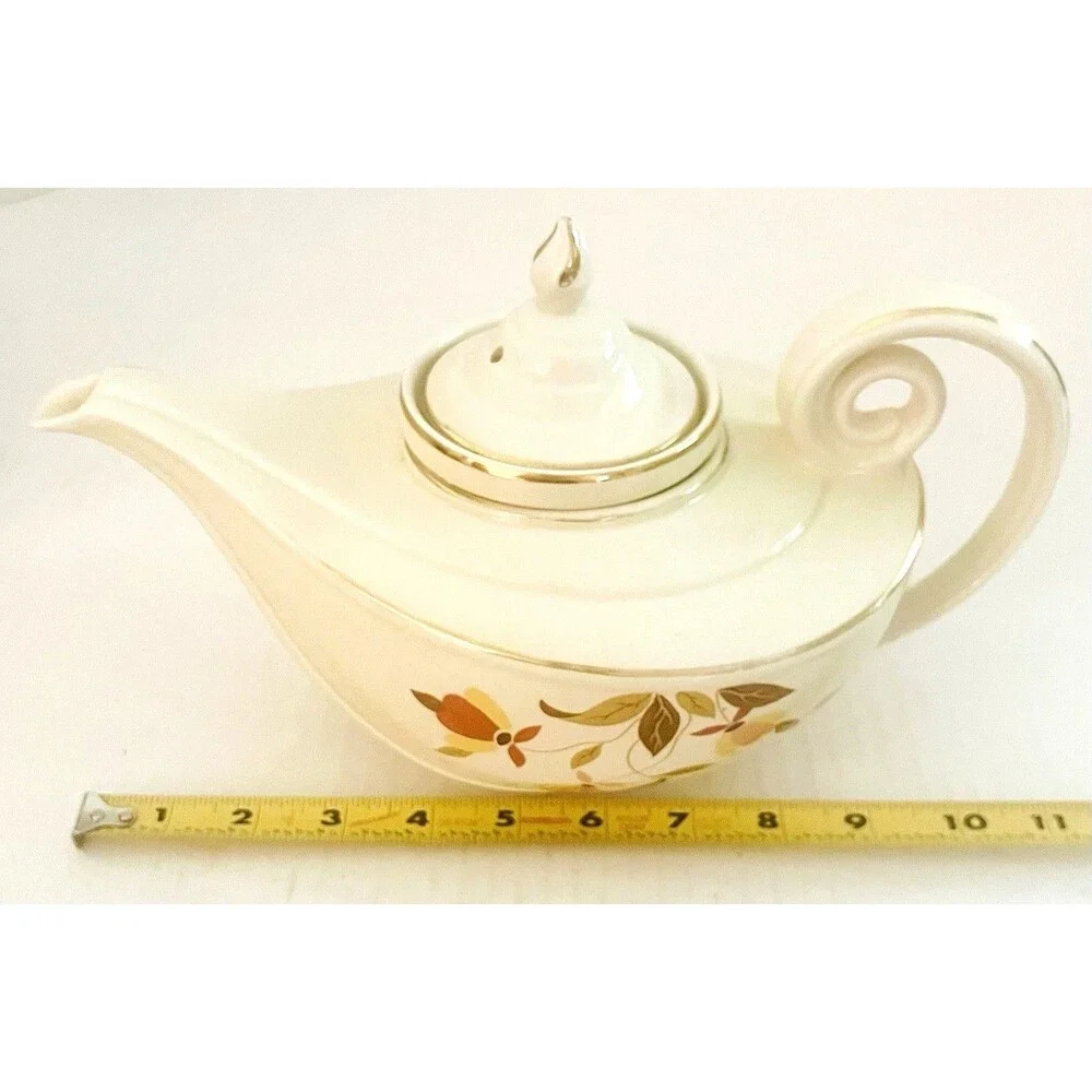 Vintage Hall's Superior China Aladdin Teapot, Lid, Infuser, Autumn Leaf, 1960s